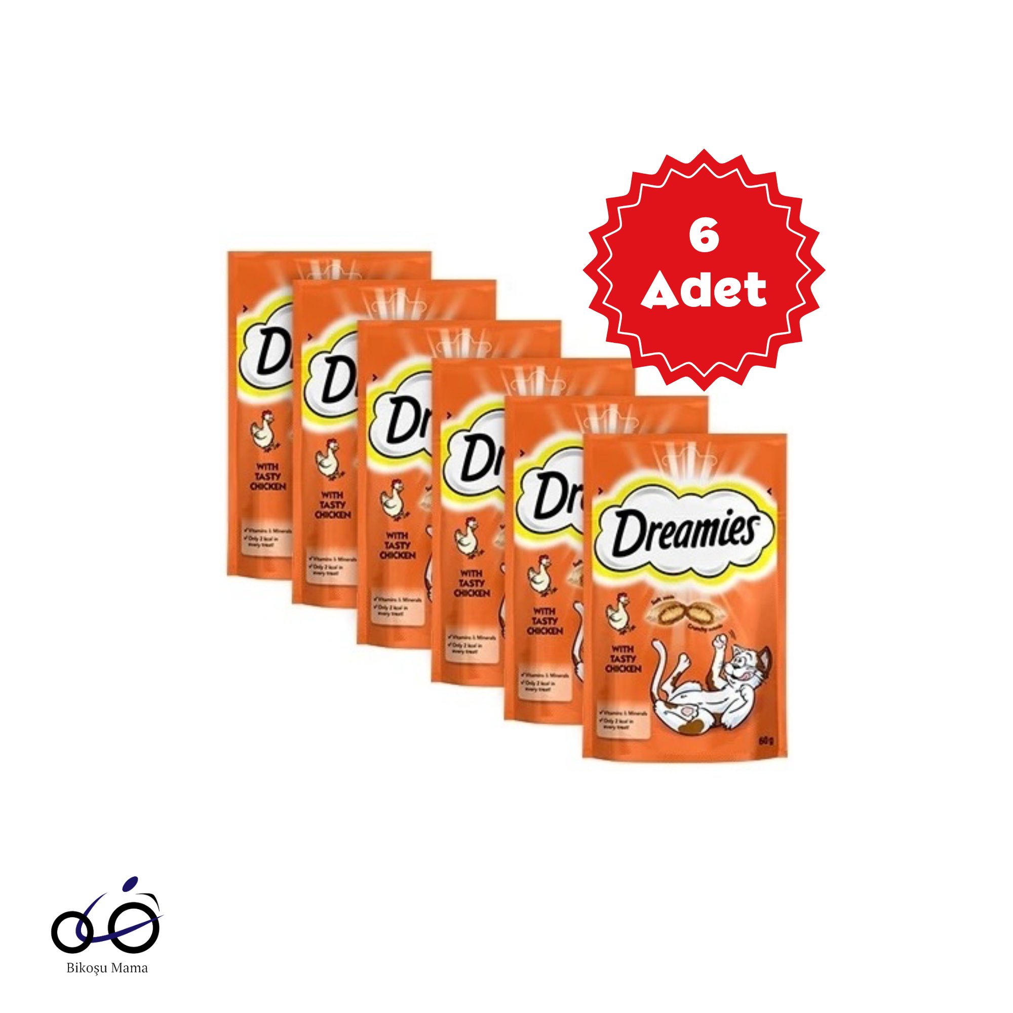 Dreamies İç Dolgulu Tavuklu Kedi Ödül Bisküvisi 6X60gr | Kedi Ödülü   Dreamies İç Dolgulu Tavuklu Kedi Ödül Bisküvisi 6X60gr