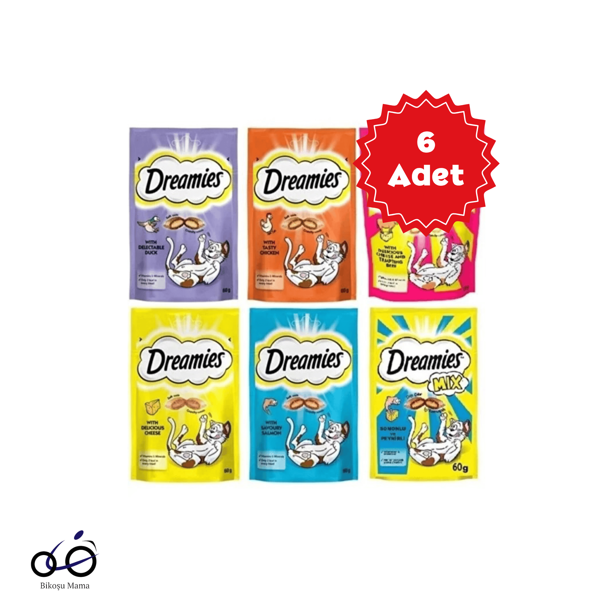 Dreamies Kedi Ödülü Karışık Avantaj Paketi 6X60gr | Kedi Ödülü   Dreamies Kedi Ödülü Karışık Avantaj Paketi 6X60gr