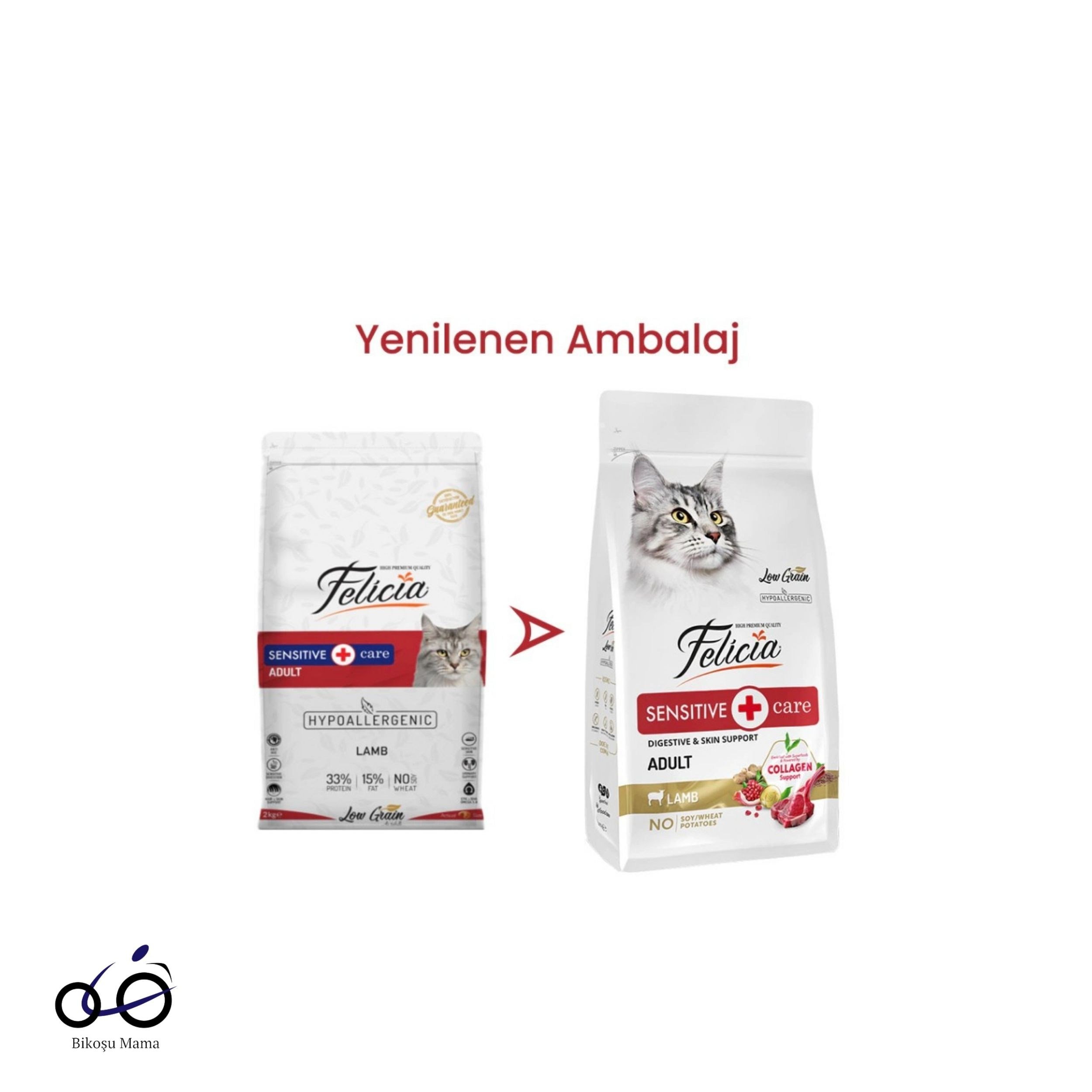 Felicia Kuzu Etli Hipoalerjenik Kedi Maması 2kg | Bikoşu Mama Felicia Hipoalerjenik Kuzu Etli Düşük Tahıllı Yetişkin Kedi Maması 2kg