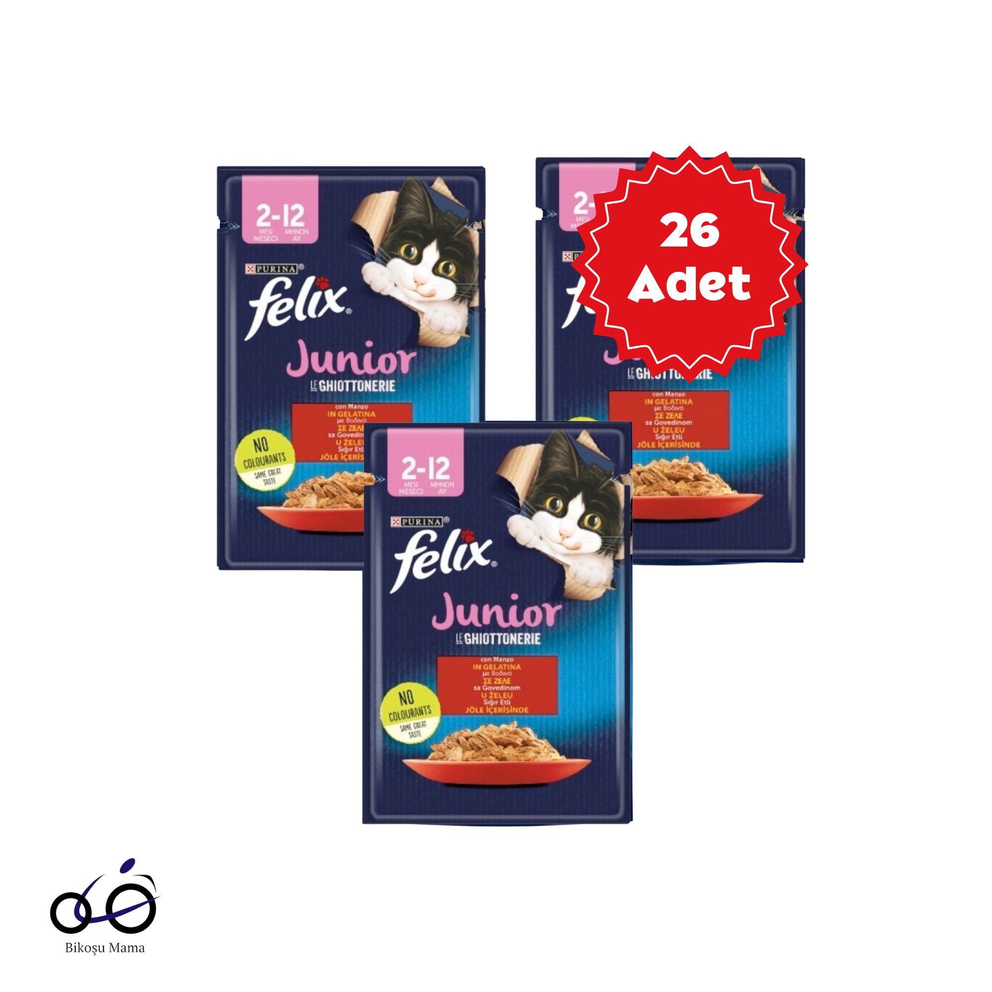 Felix Pouch Jöle İçinde Sığır Etli Yavru Kedi Konservesi 26X85gr | Kedi Konserve Mamaları   Felix Pouch Jöle İçinde Sığır Etli Yavru Kedi Konservesi 26X85gr