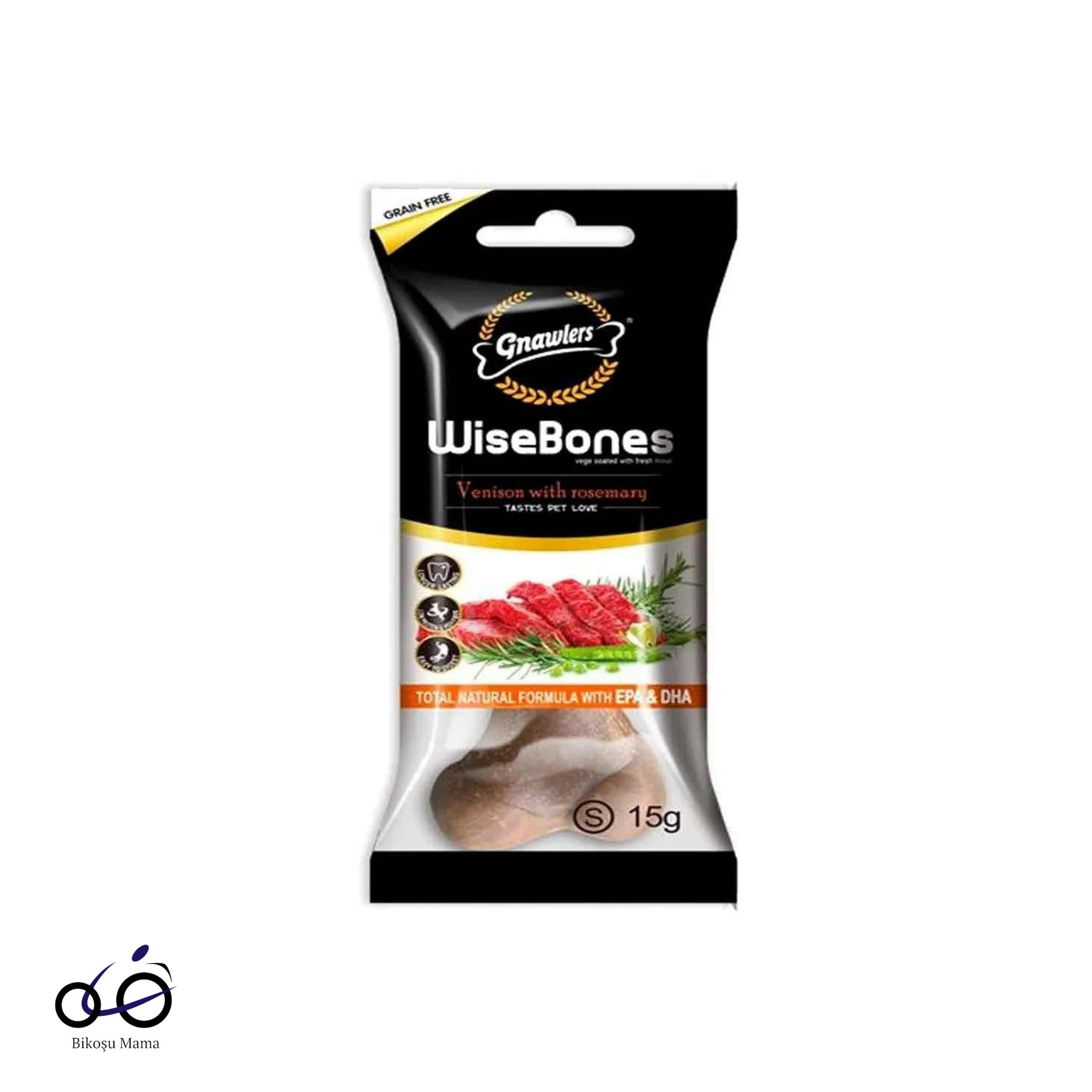 Gnawlers Wisebones Geyik Eti Aromalı Köpek Ödül Kemiği 15gr [S]