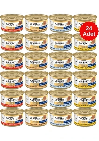 Gourmet Gold Karışık Konserve Kedi Maması 24x85gr | Kedi Konserve Mamaları   Gourmet Gold Karışık Konserve Kedi Maması 24x85gr
