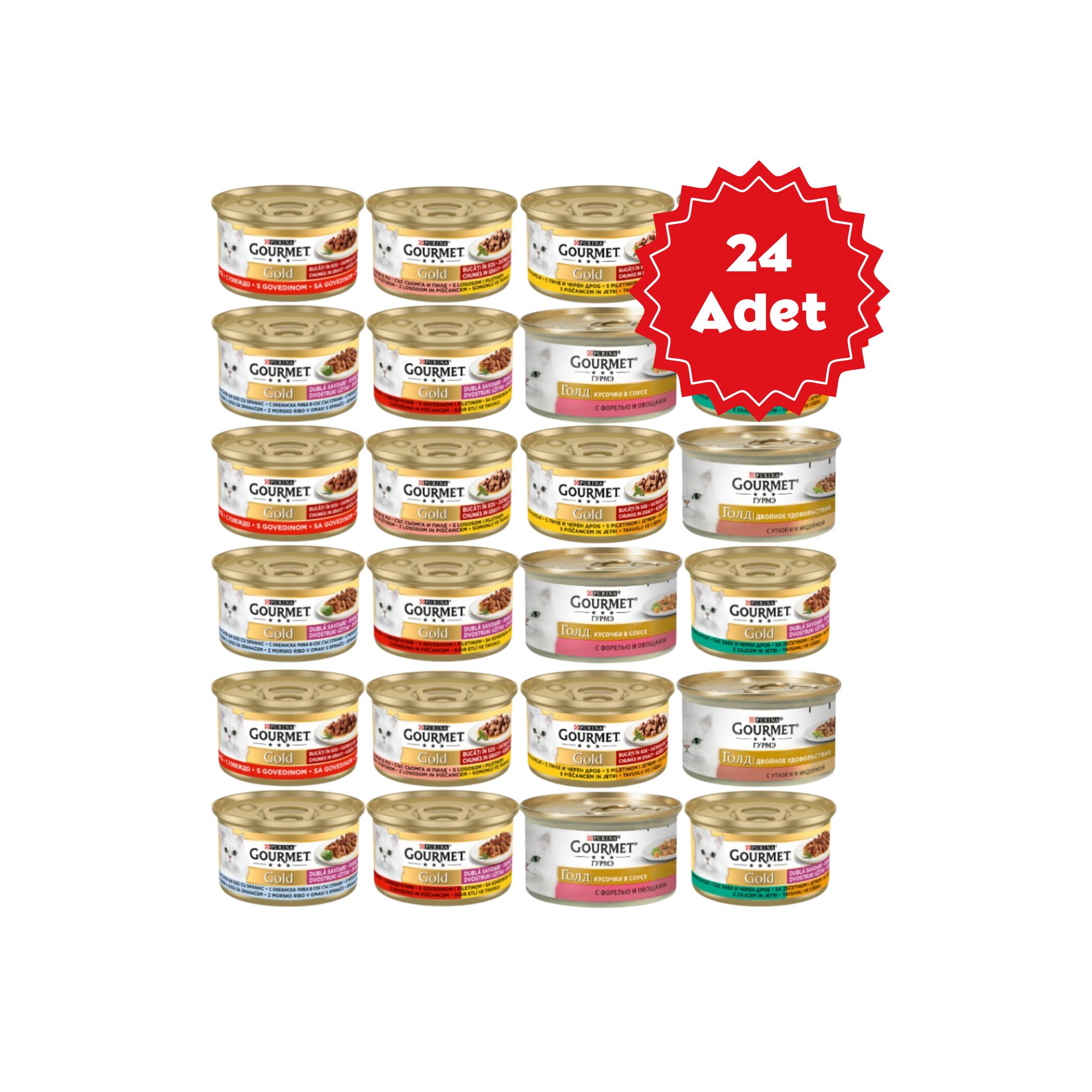  Gourmet Gold Karışık Parçe Etli Konserve Kedi Maması 24x85gr