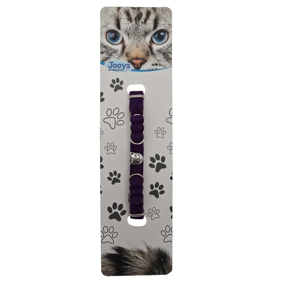  Jooys Kadife Zilli Halkalı Kedi Boyun Tasması Mor