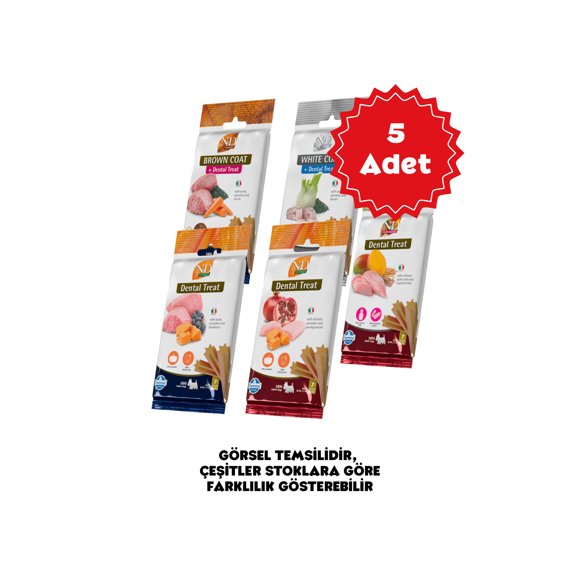  N&D Karışık Küçük Irk Yetişkin Köpek Ödül Maması 60gr (7'li) x 5 Adet