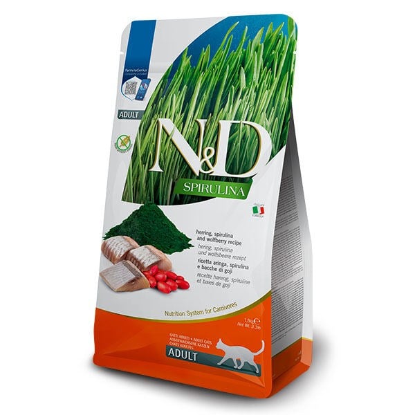  N&D Spirulina Ringa Balıklı Tahılsız Yetişkin Kedi Maması 1,5kg