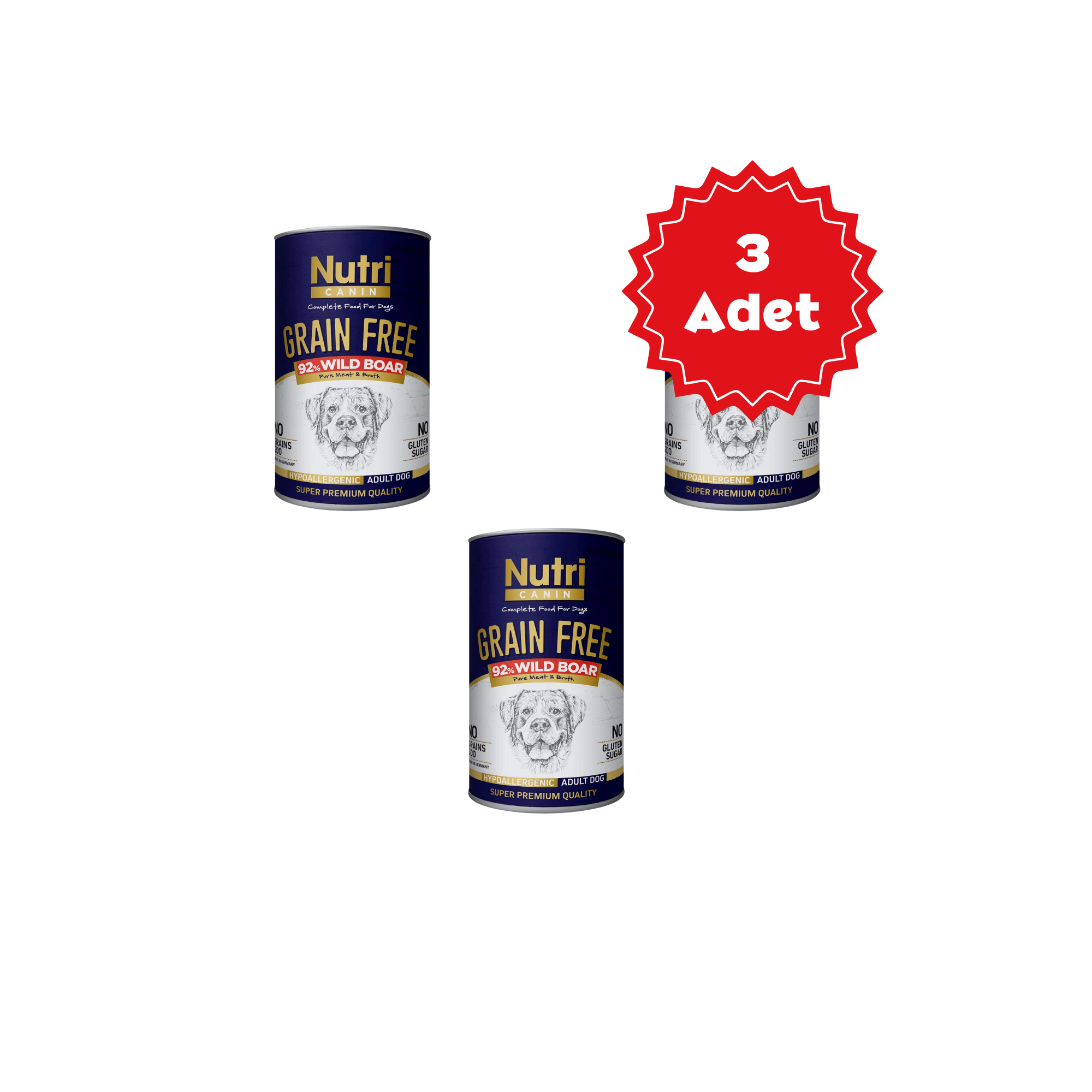  Nutri Canin Yaban Domuzlu Yetişkin Köpek Konservesi 400gr x 3 Adet