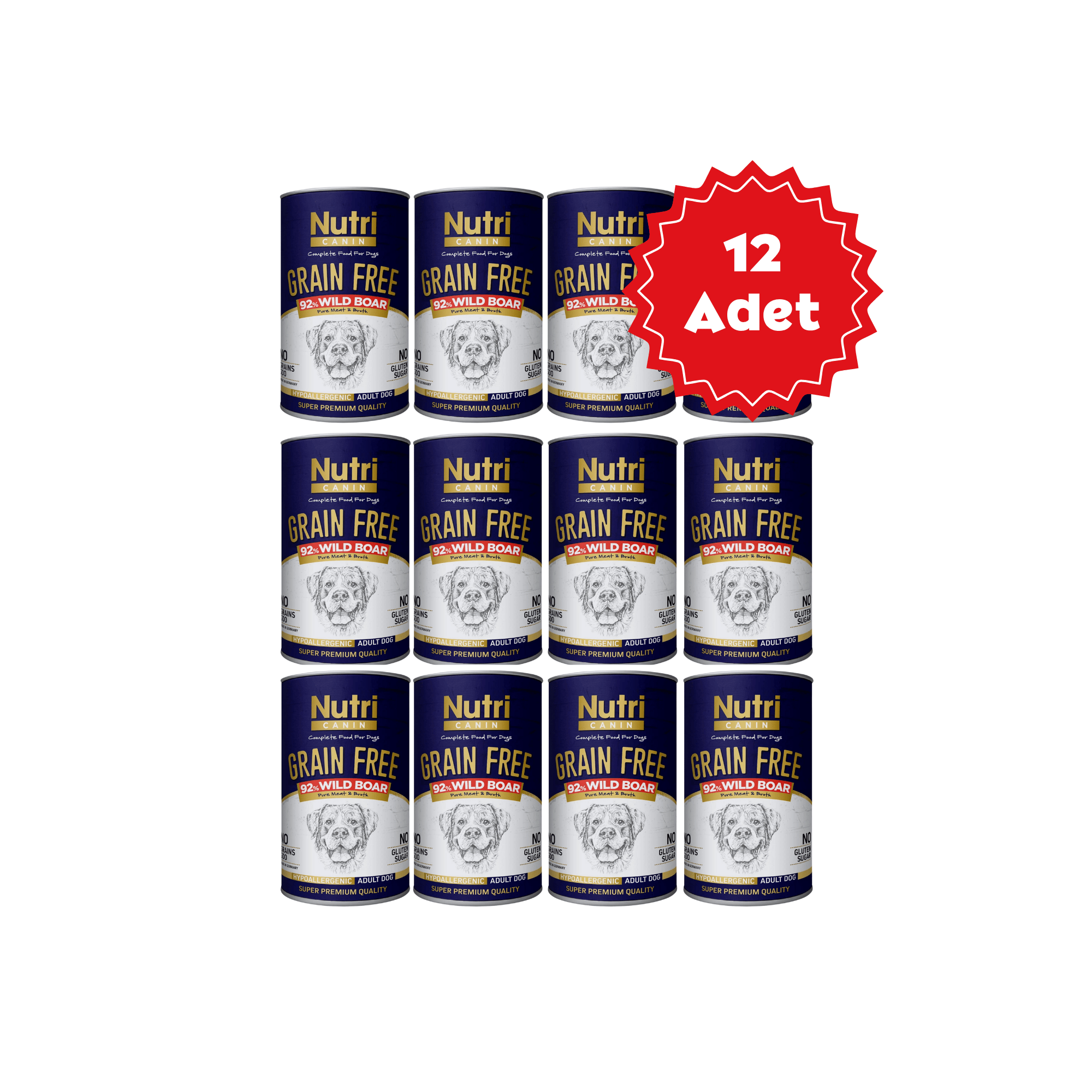  Nutri Canin Yaban Domuzlu Yetişkin Köpek Konservesi 400gr x 12 Adet