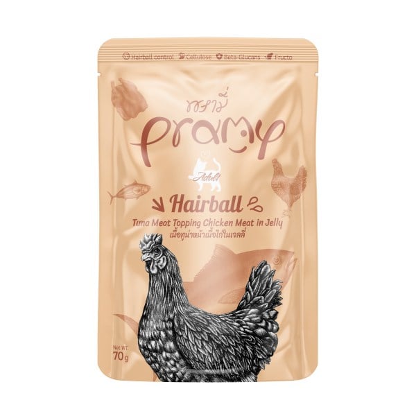  Pramy Hairball Jöle İçinde Ton Balıklı ve Tavuk Etli Kedi Konservesi 70gr