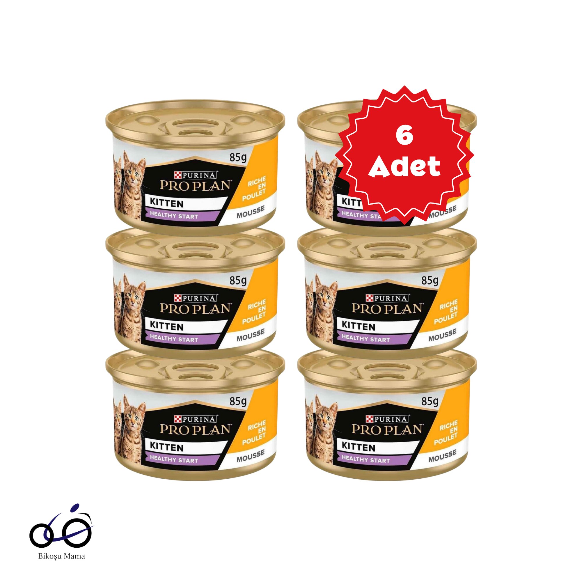 Pro Plan Kitten Tavuklu Yavru Kedi Pouch 6x85g | Bikoşu Mama Pro Plan Kitten Tavuklu Yavru Kedi Konservesi 6x85gr