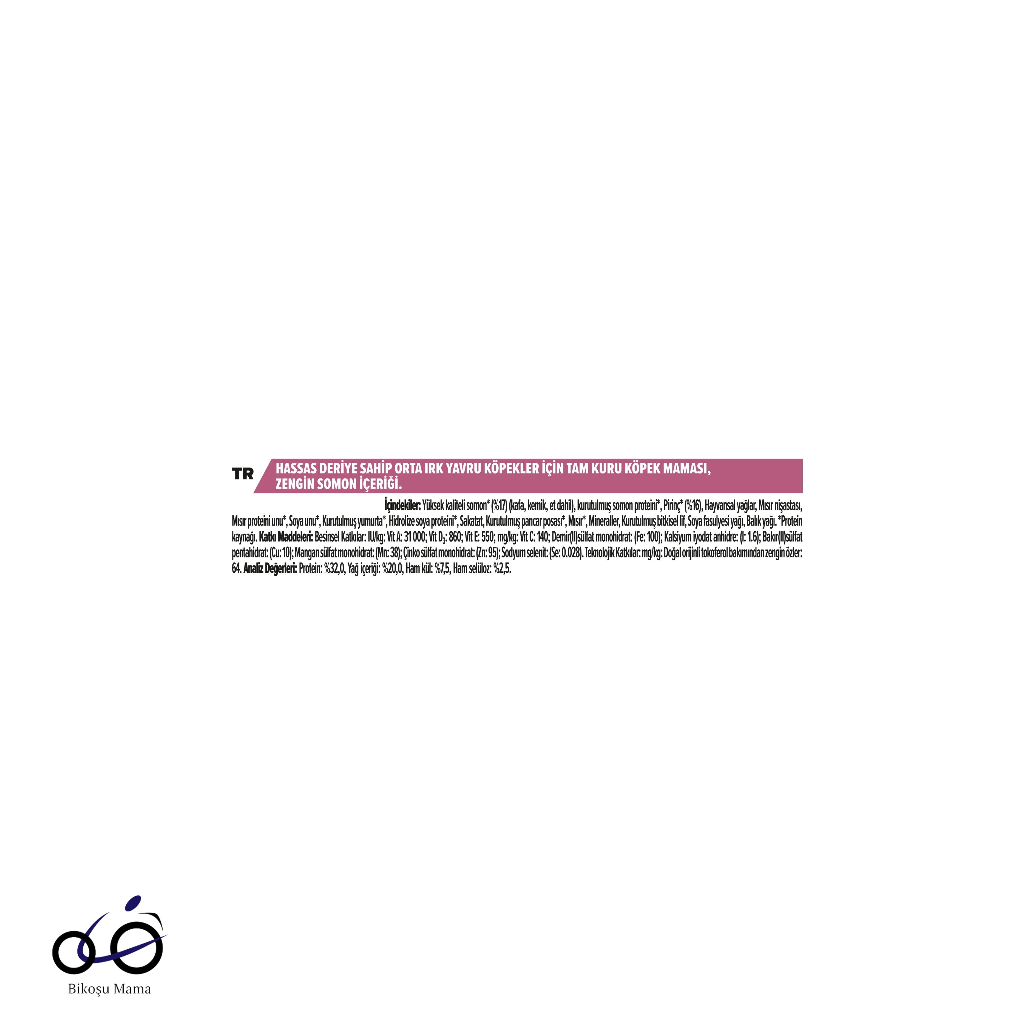 Pro Plan Medium Sensitive Skin Somonlu Orta Irk Yavru Köpek Maması 1kg (AÇIK MAMA)