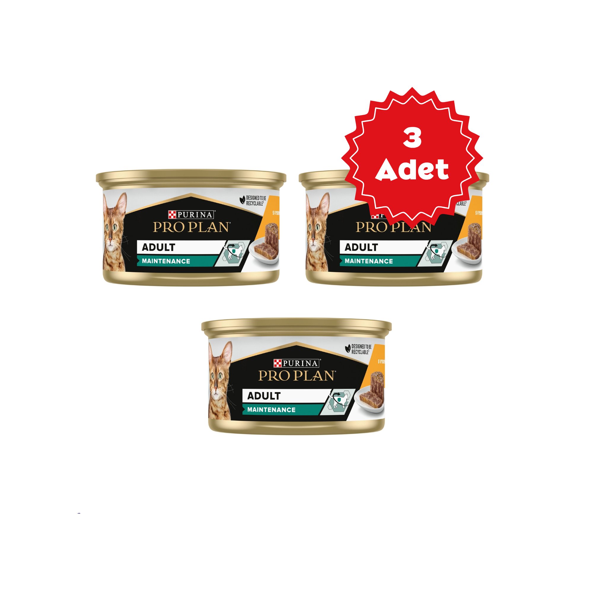Pro Plan Tavuklu Yetişkin Kedi Pouch 3x85g | Bikoşu Mama Pro Plan Tavuklu Yetişkin Kedi Konservesi 3x85gr