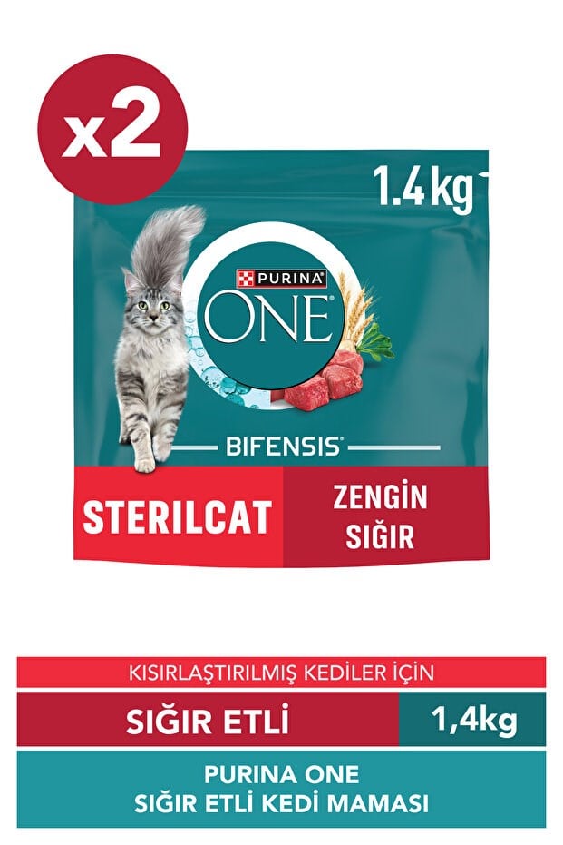  Purina One Steril Cat Beef & Wheat Kısır Kedi Maması 1.4 Kg (2'li Set)