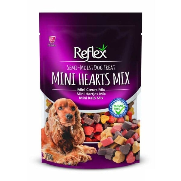  Reflex Karışık Renkli Mini Kalpli Yarı Yumuşak Köpek Ödül Maması 150gr