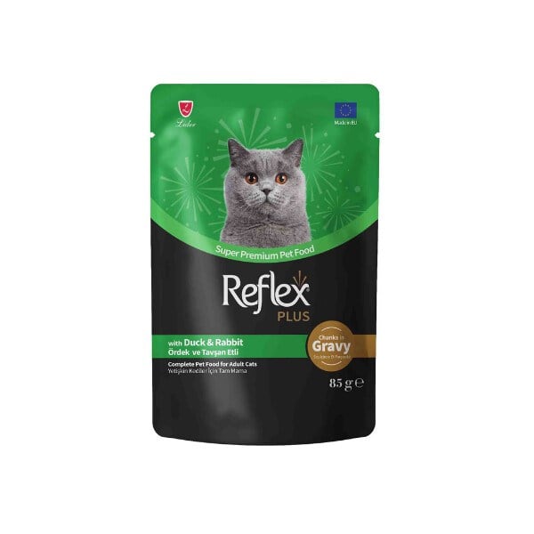  Reflex Plus Sos İçinde Parça Ördek ve Tavşan Etli Yetişkin Kedi Konservesi 85gr