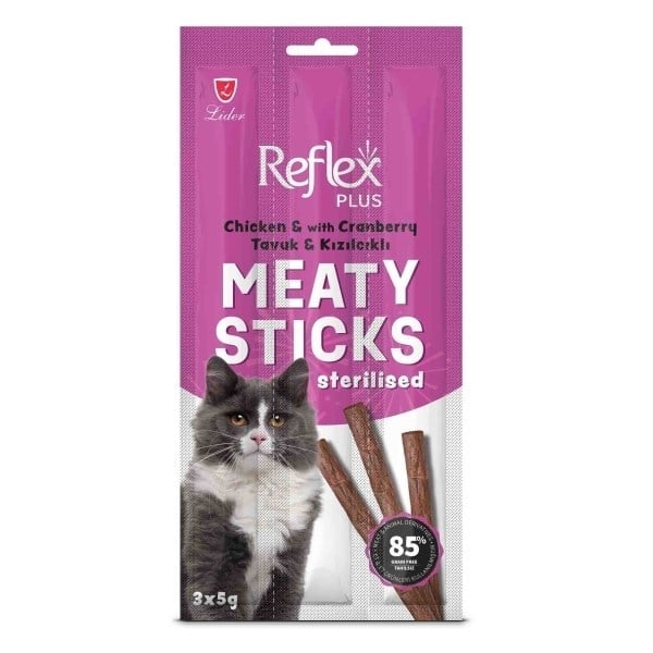  Reflex Plus Tavuk ve Kızılcıklı Kısırlaştırılmış Kedi Ödül Çubuğu 15gr (3'lü)