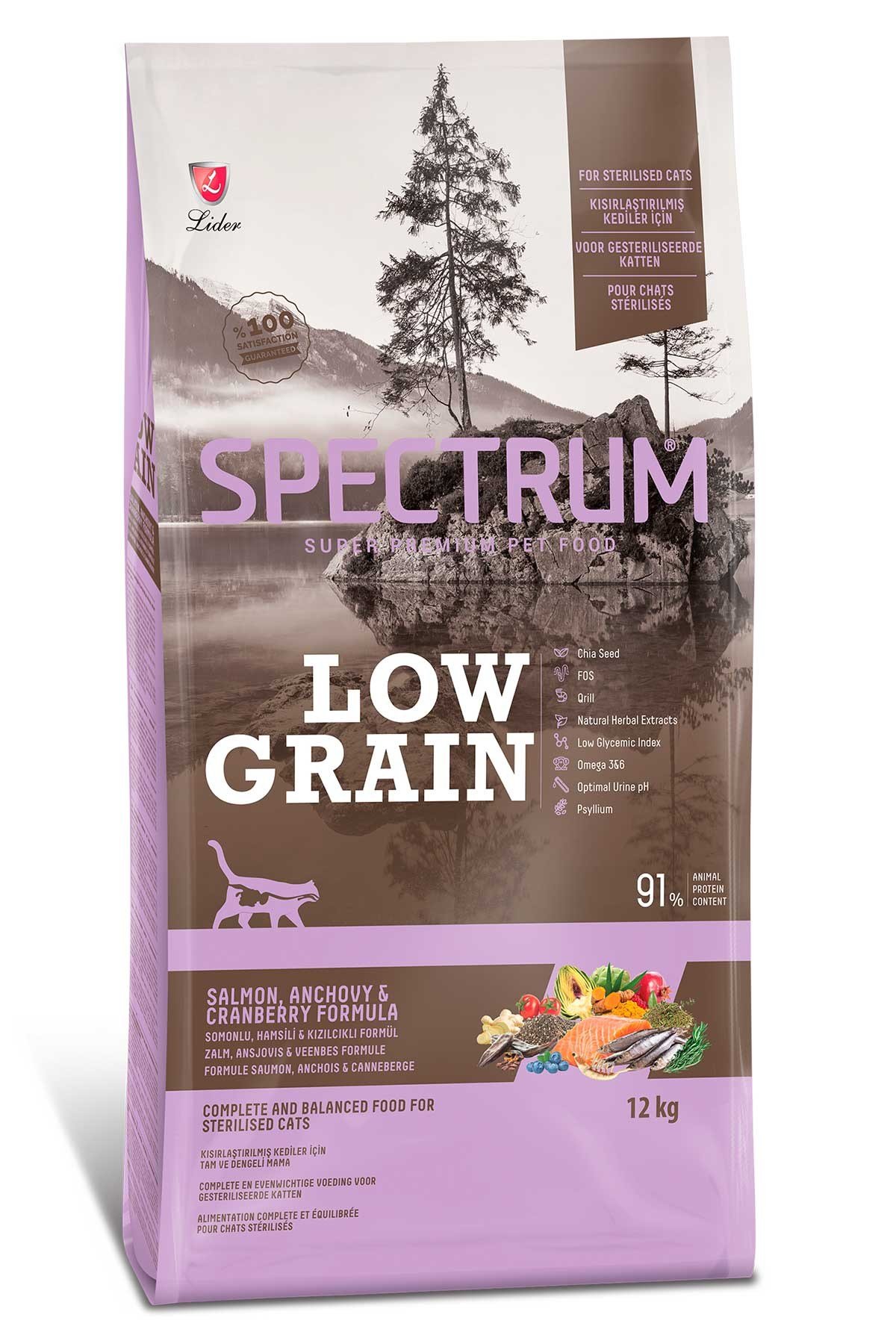  Spectrum Düşük Tahıllı Somon Hamsi ve Yaban Mersinli Kısırlaştırılmış Kedi Maması 12kg