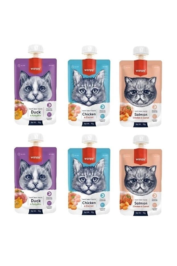  Wanpy 3'lü Karma Ezme Kedi Ödül Maması 6 x 90 gr