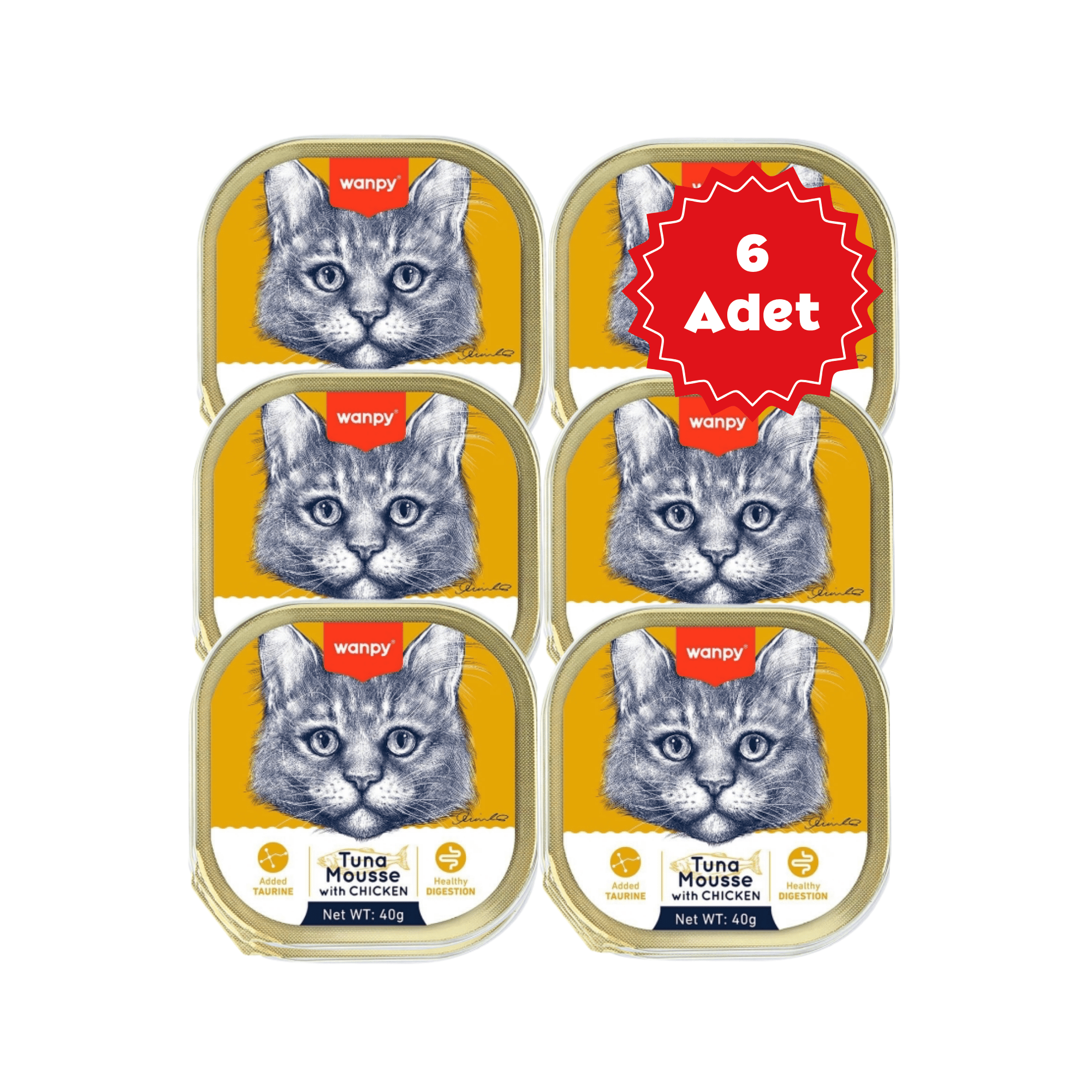  Wanpy Alutray Ezme Ton Balıklı Tavuklu Kedi Konservesi 40grX6 Adet