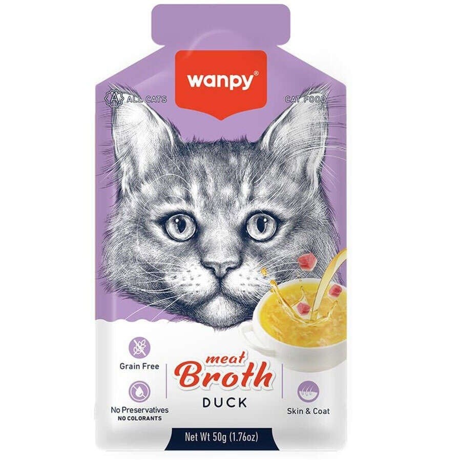  Wanpy Meat Broth Kediler için Ördek Etli Tahılsız Ek Besin Çorbası 50gr