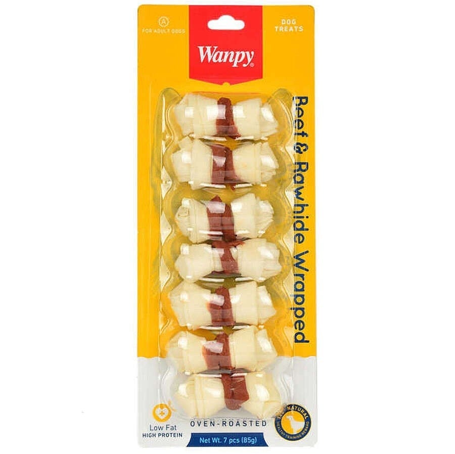  Wanpy Oven Roasted Deri Düğümlü Kemik Üzerine Biftek Sarılı Köpek Ödülü 85 Gr ( 7'li Düğümlü Kemik )