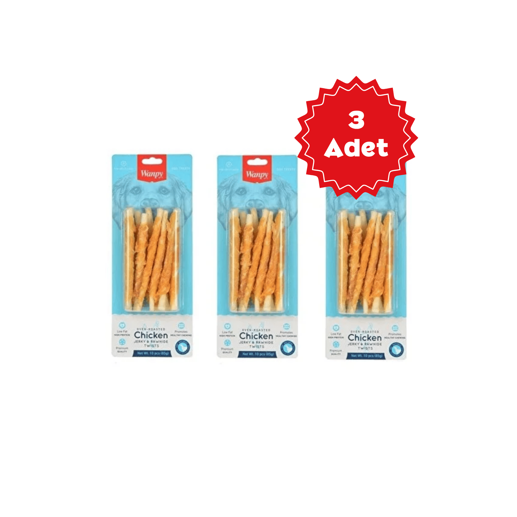  Wanpy Tavuk Sargılı Çiğneme Çubukları Köpek Ödülü 85gr x 3 Adet