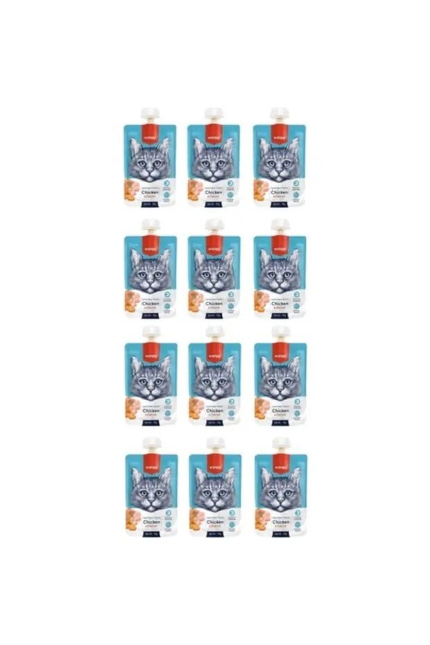  Wanpy Tavuklu ve Havuçlu Ezme Kedi Ödül Maması 90gr x 12 Adet