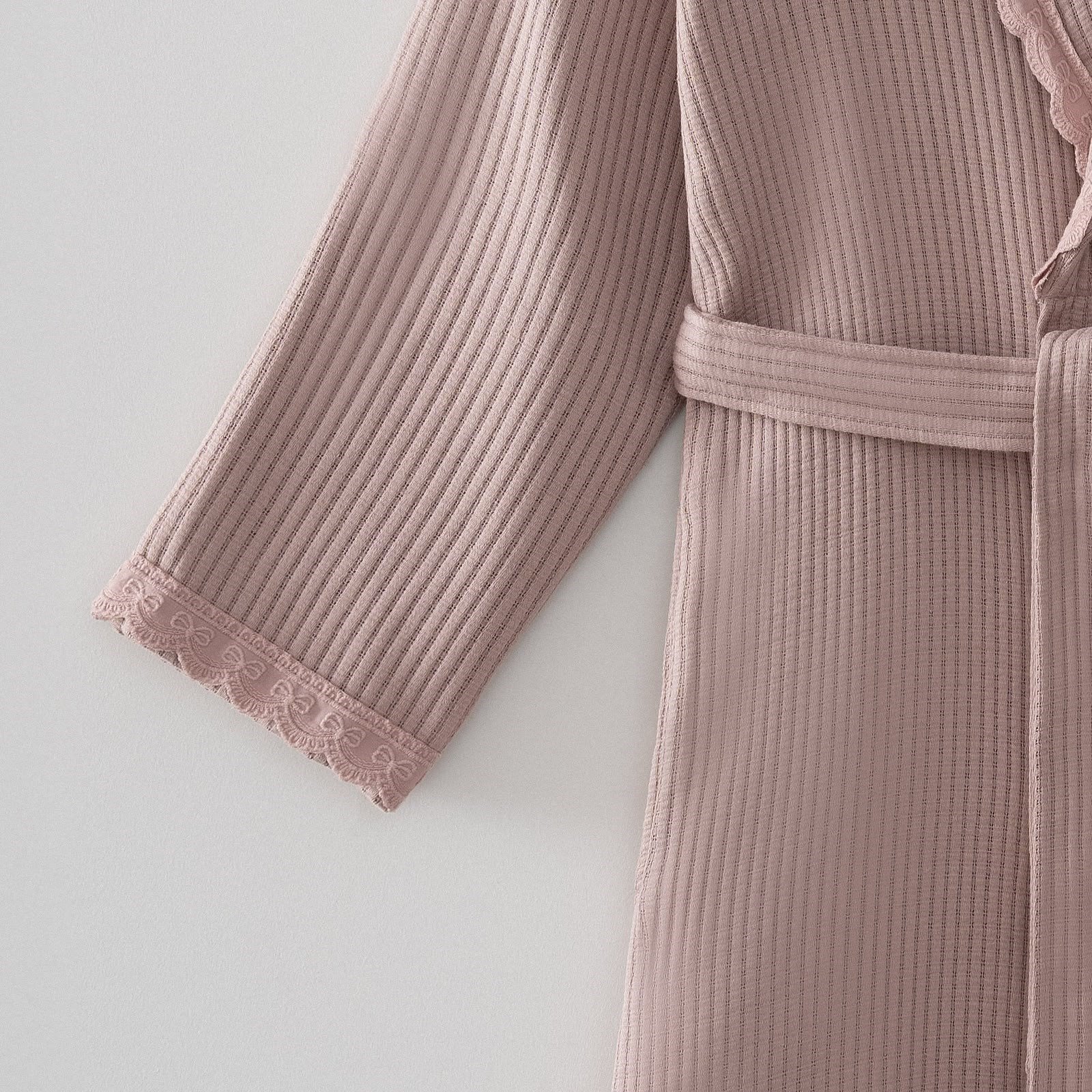 Eco Cotton Alessa Kadın Pike Bornoz Organik Pamuk Pudra