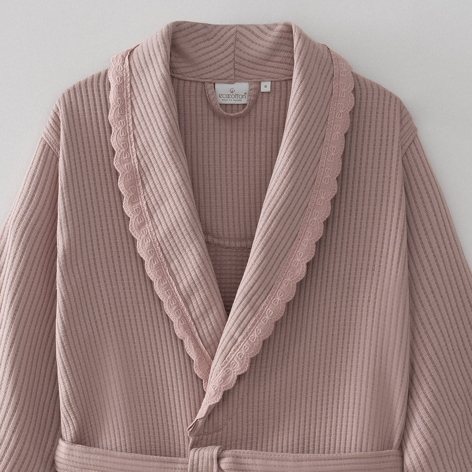 Eco Cotton Alessa Kadın Pike Bornoz Organik Pamuk Pudra