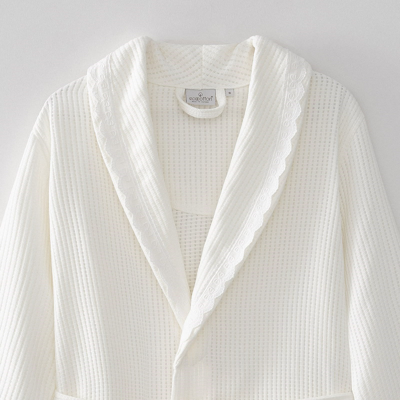 Eco Cotton Alessa Kadın Pike Bornoz Organik Pamuk Krem