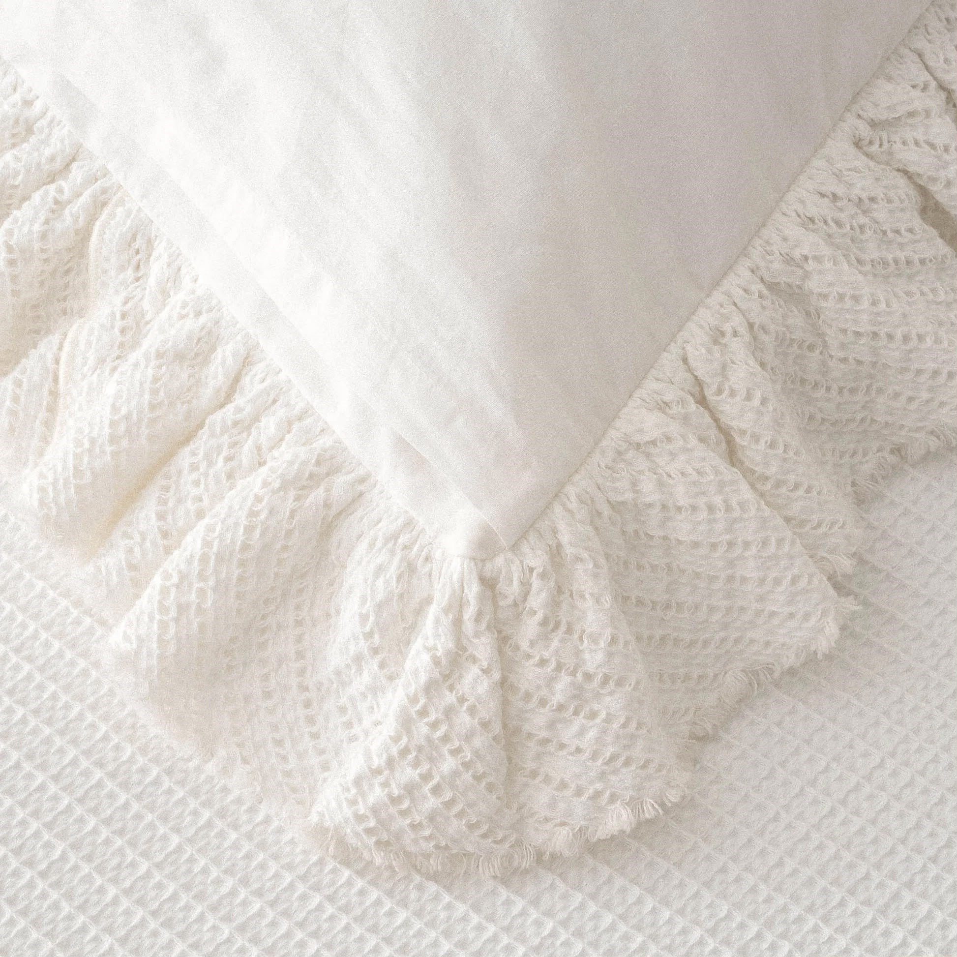 Eco Cotton Dina Çift Kişilik Organik Pamuk Pike Yatak Örtüsü Seti Krem