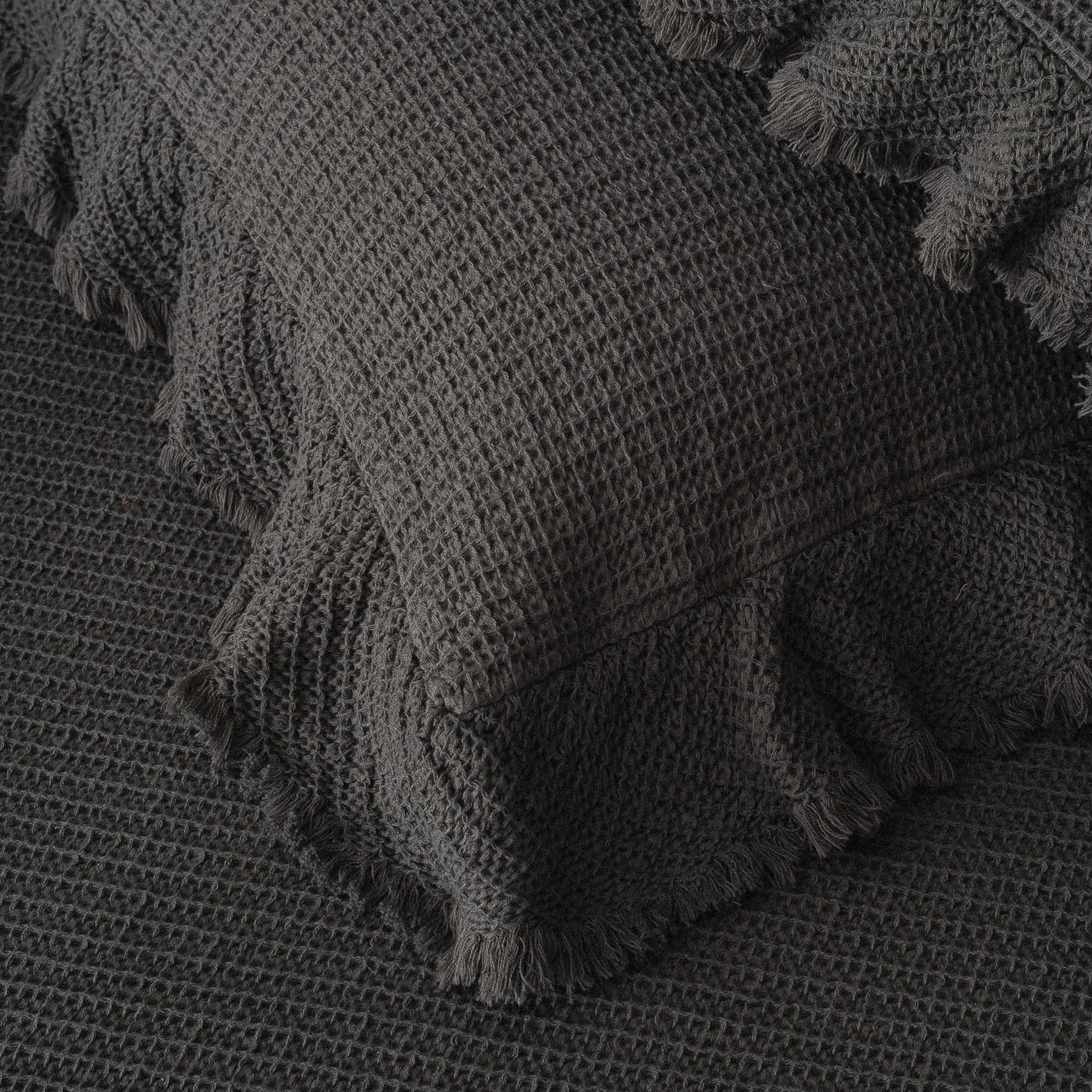 Eco Cotton Dina Çift Kişilik Organik Pamuk Pike Yatak Örtüsü Seti Antrasit