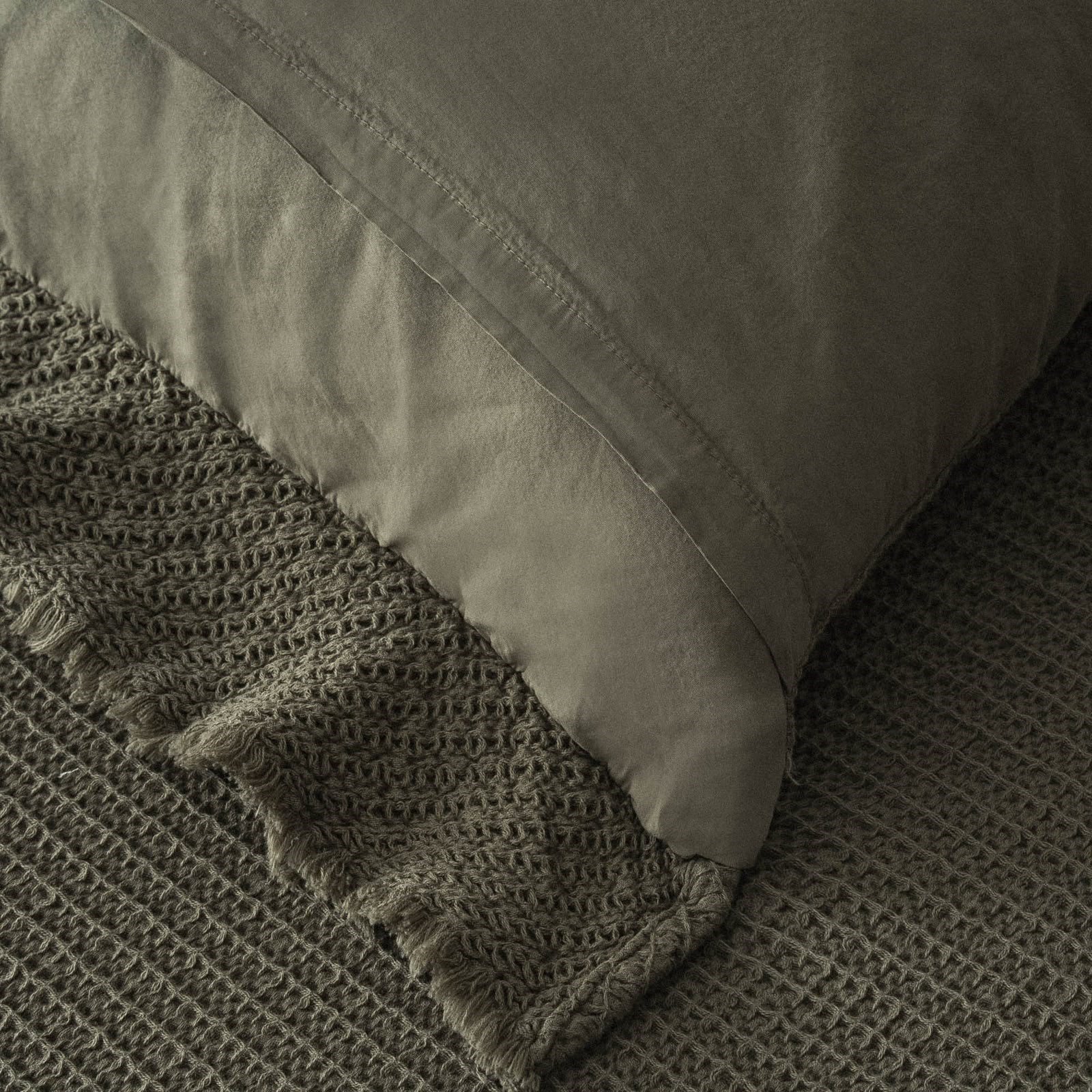 Eco Cotton Dina Çift Kişilik Organik Pamuk Pike Yatak Örtüsü Seti Yeşil
