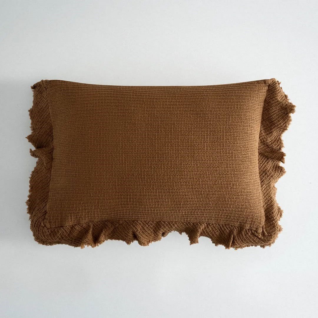 Eco Cotton Dina Çift Kişilik Organik Pamuk Pike Yatak Örtüsü Seti Kahve