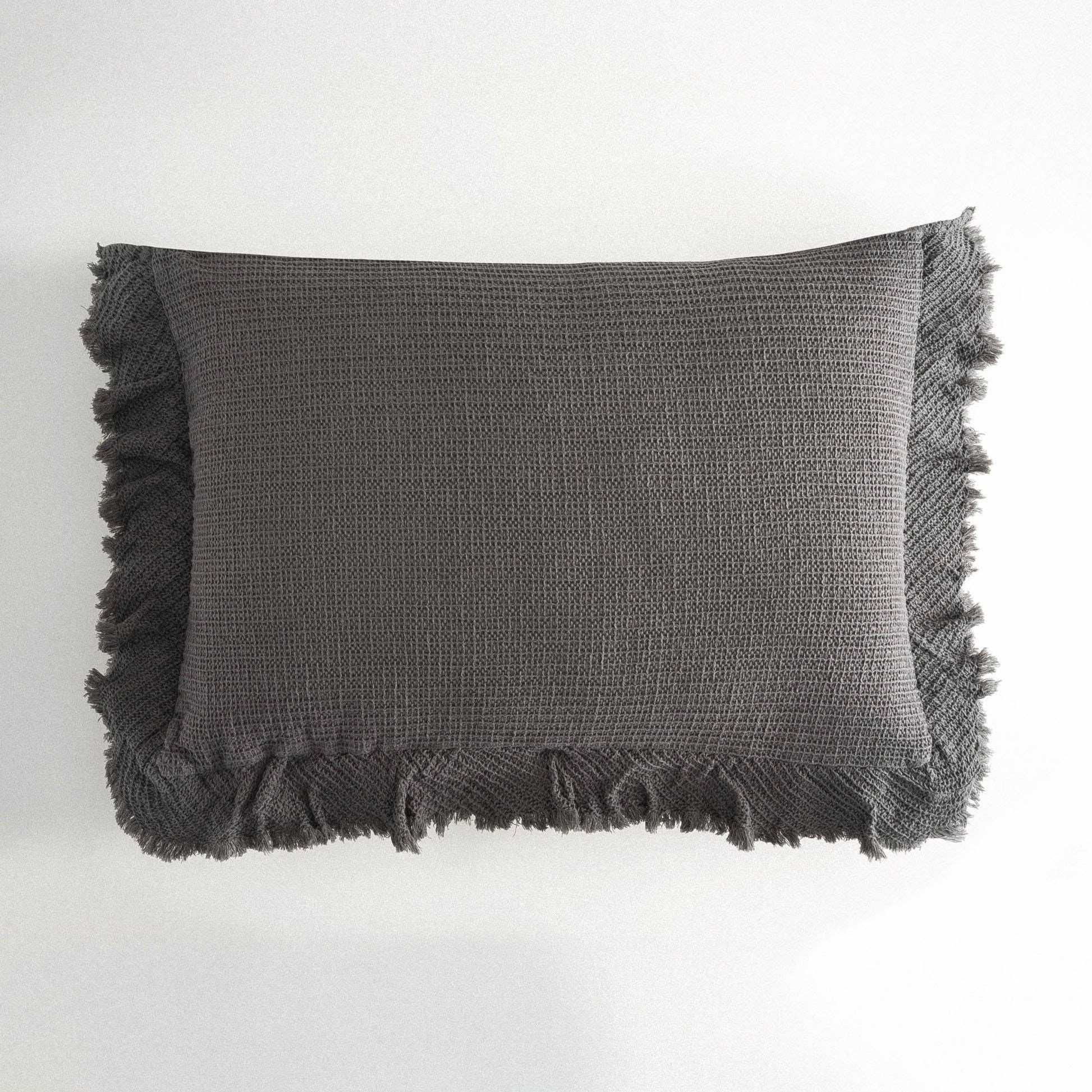 Eco Cotton Dina Çift Kişilik Organik Pamuk Pike Yatak Örtüsü Seti Antrasit