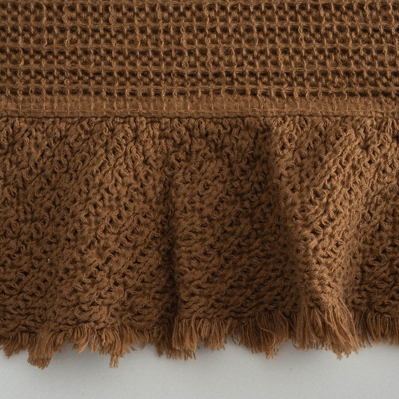 Eco Cotton Dina Çift Kişilik Organik Pamuk Pike Yatak Örtüsü Seti Kahve