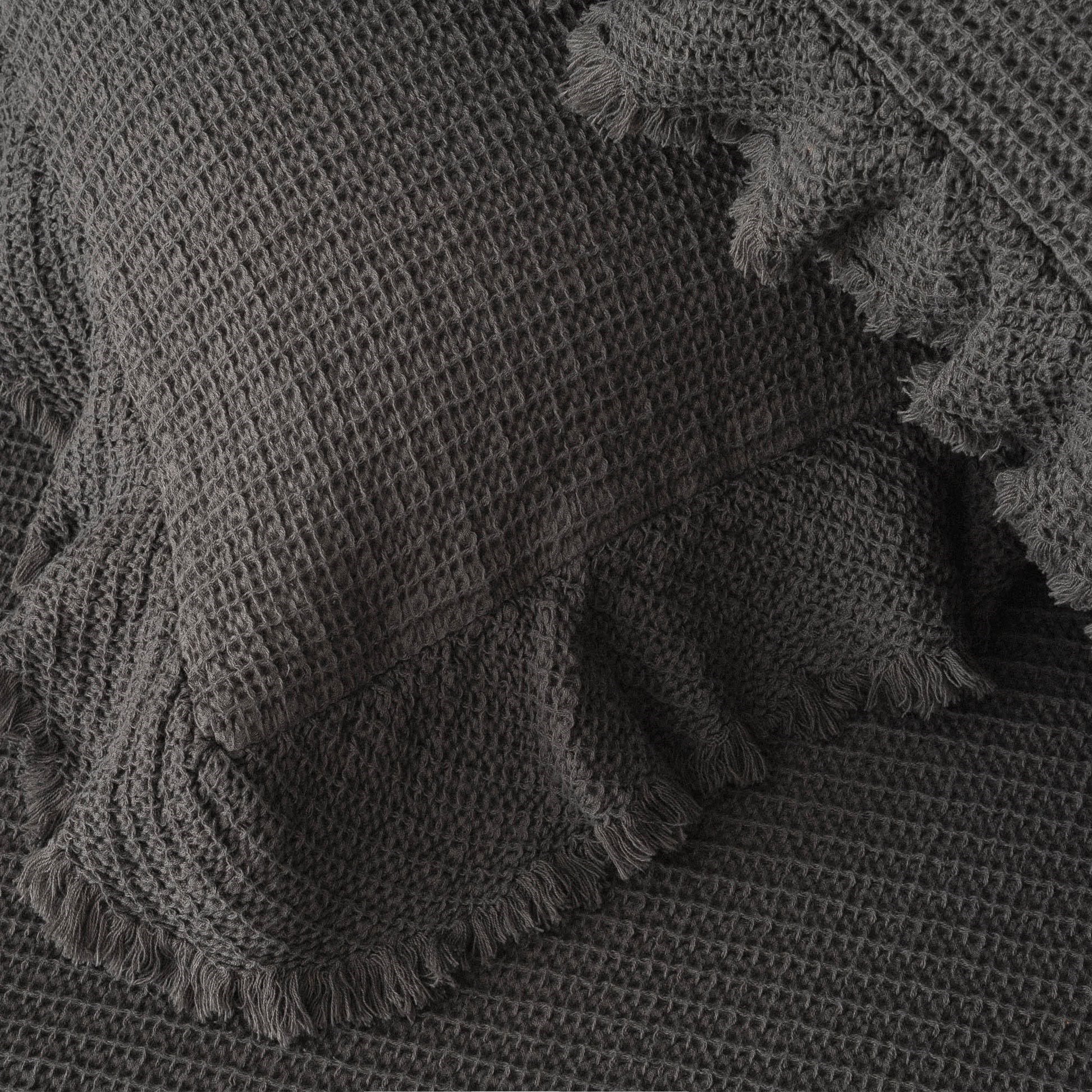Eco Cotton Dina Çift Kişilik Organik Pamuk Pike Yatak Örtüsü Seti Antrasit