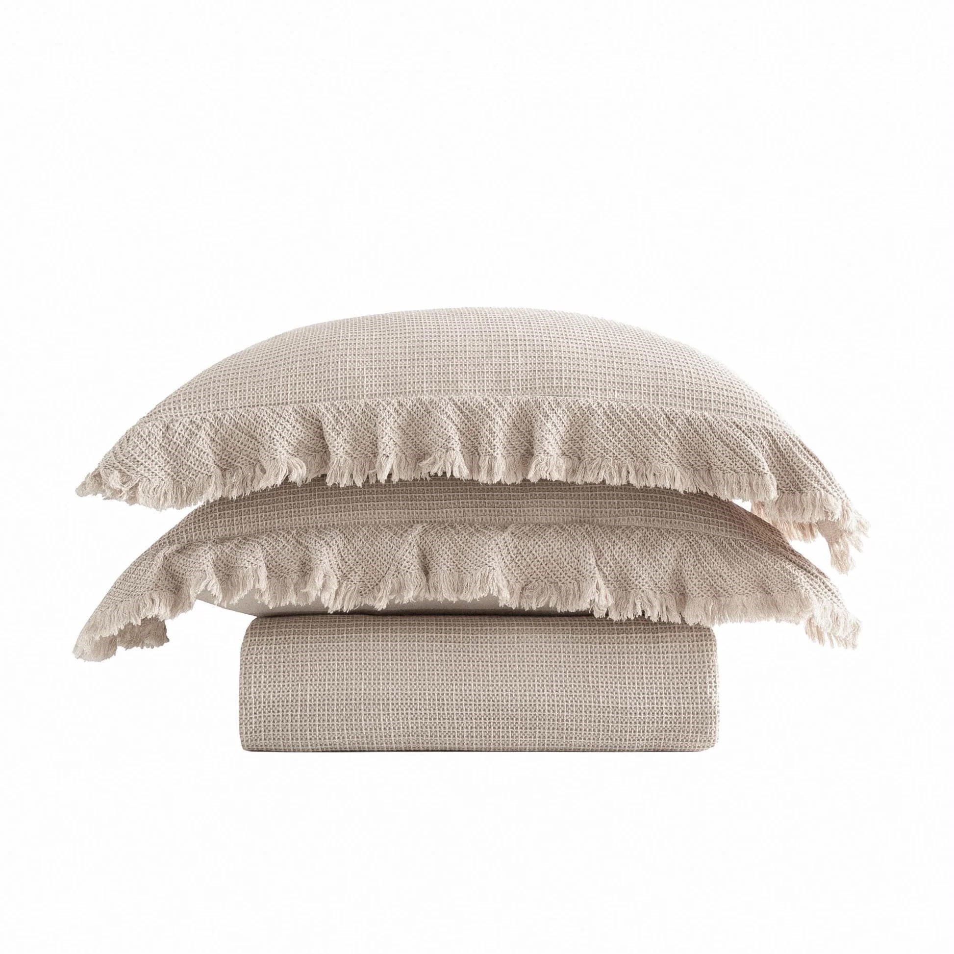 Eco Cotton Dina Çift Kişilik Organik Pamuk Pike Yatak Örtüsü Seti Bej
