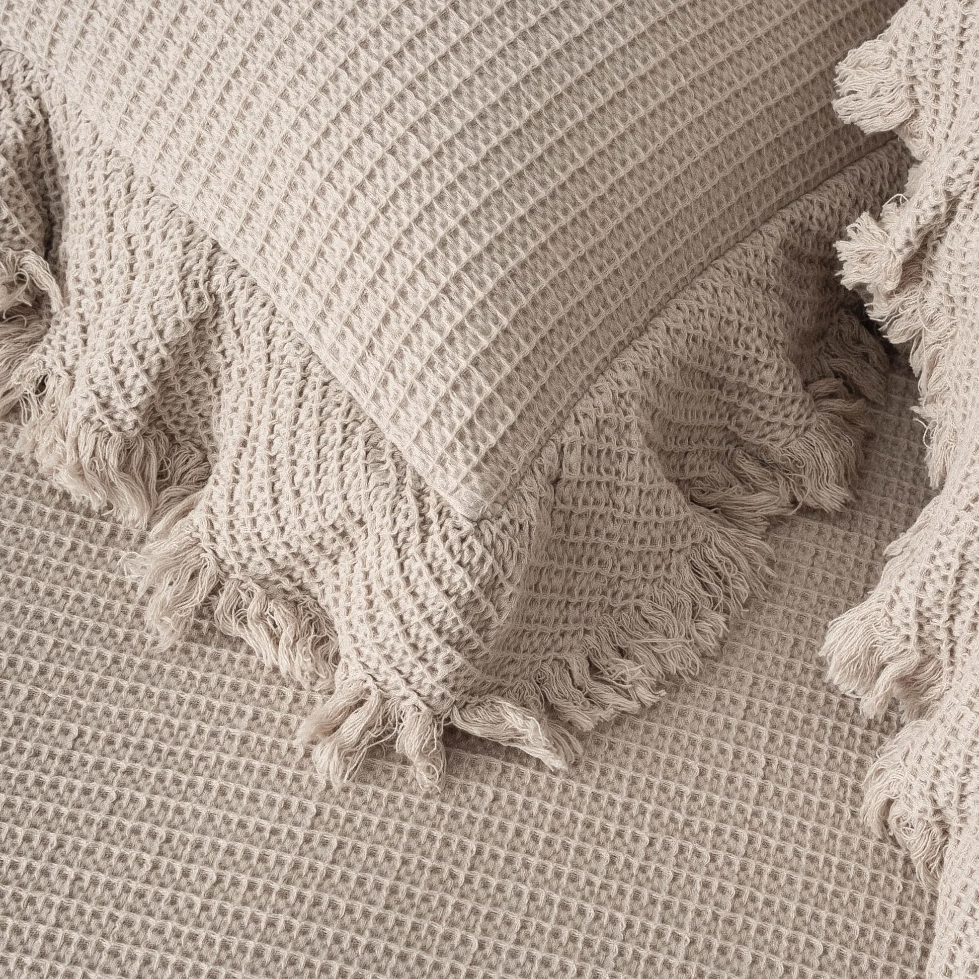 Eco Cotton Dina Çift Kişilik Organik Pamuk Pike Yatak Örtüsü Seti Bej