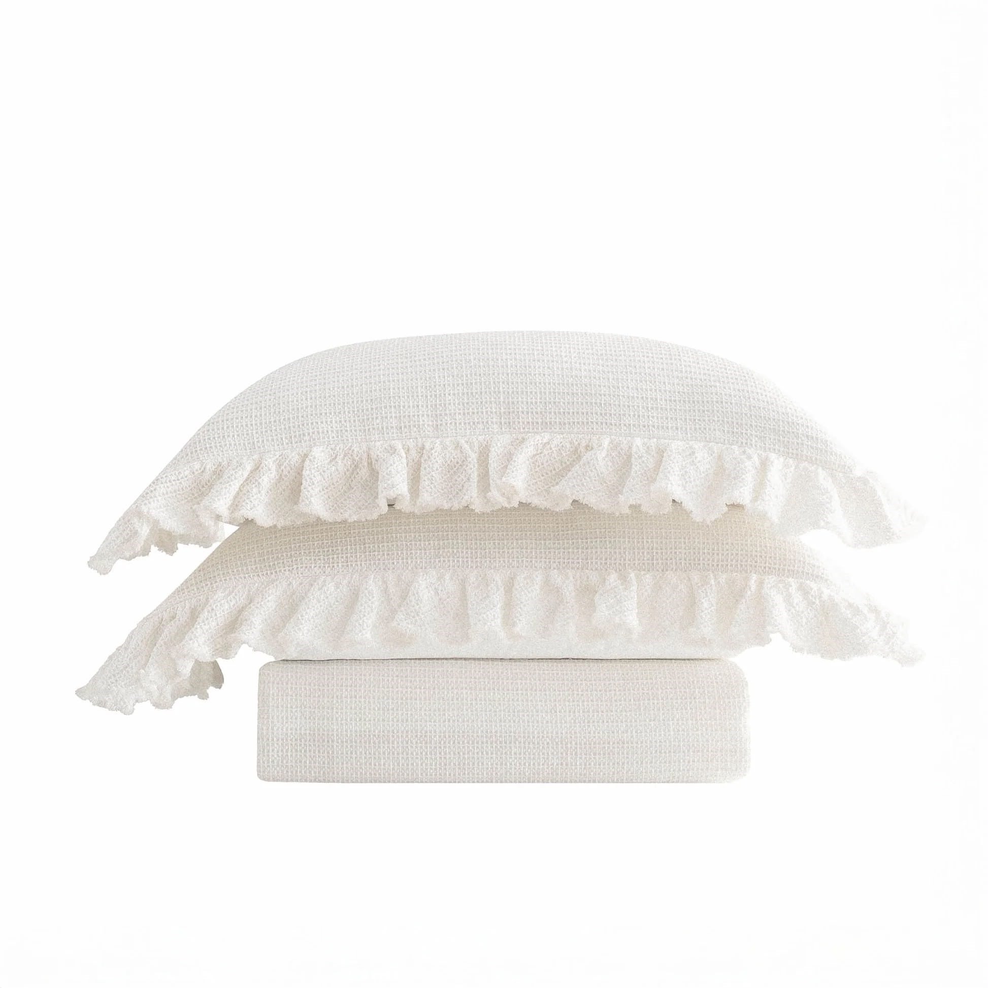 Eco Cotton Dina Çift Kişilik Organik Pamuk Pike Yatak Örtüsü Seti Krem
