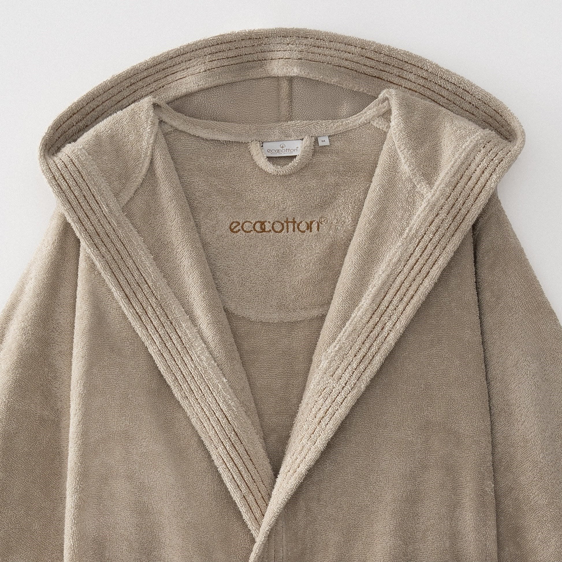 Eco Cotton Ecosoft Yeni Erkek Bornoz Organik Pamuk Bej