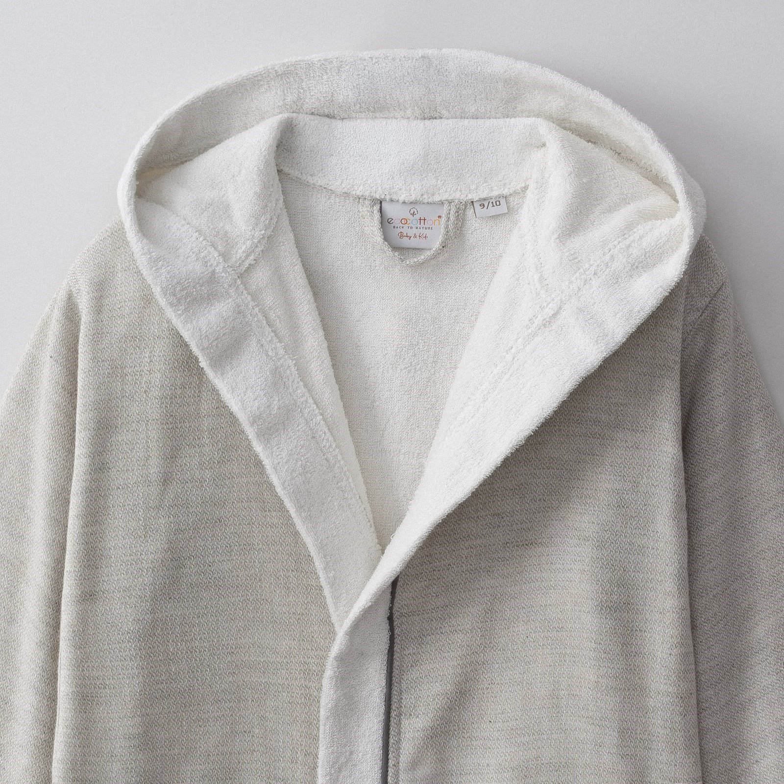Eco Cotton Hasna Erkek Çocuk Bornoz Organik Pamuk Keten Gri