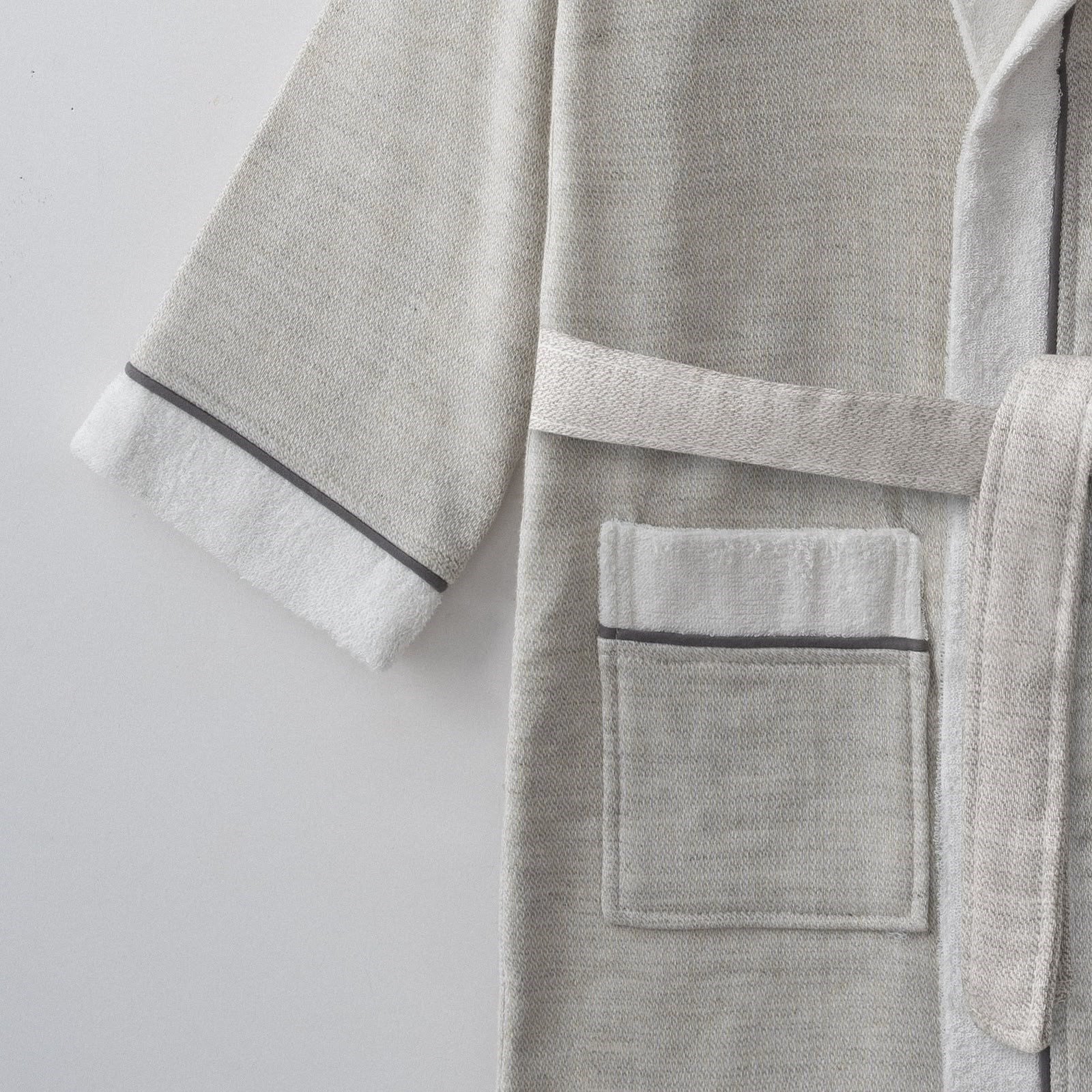 Eco Cotton Hasna Erkek Çocuk Bornoz Organik Pamuk Keten Gri