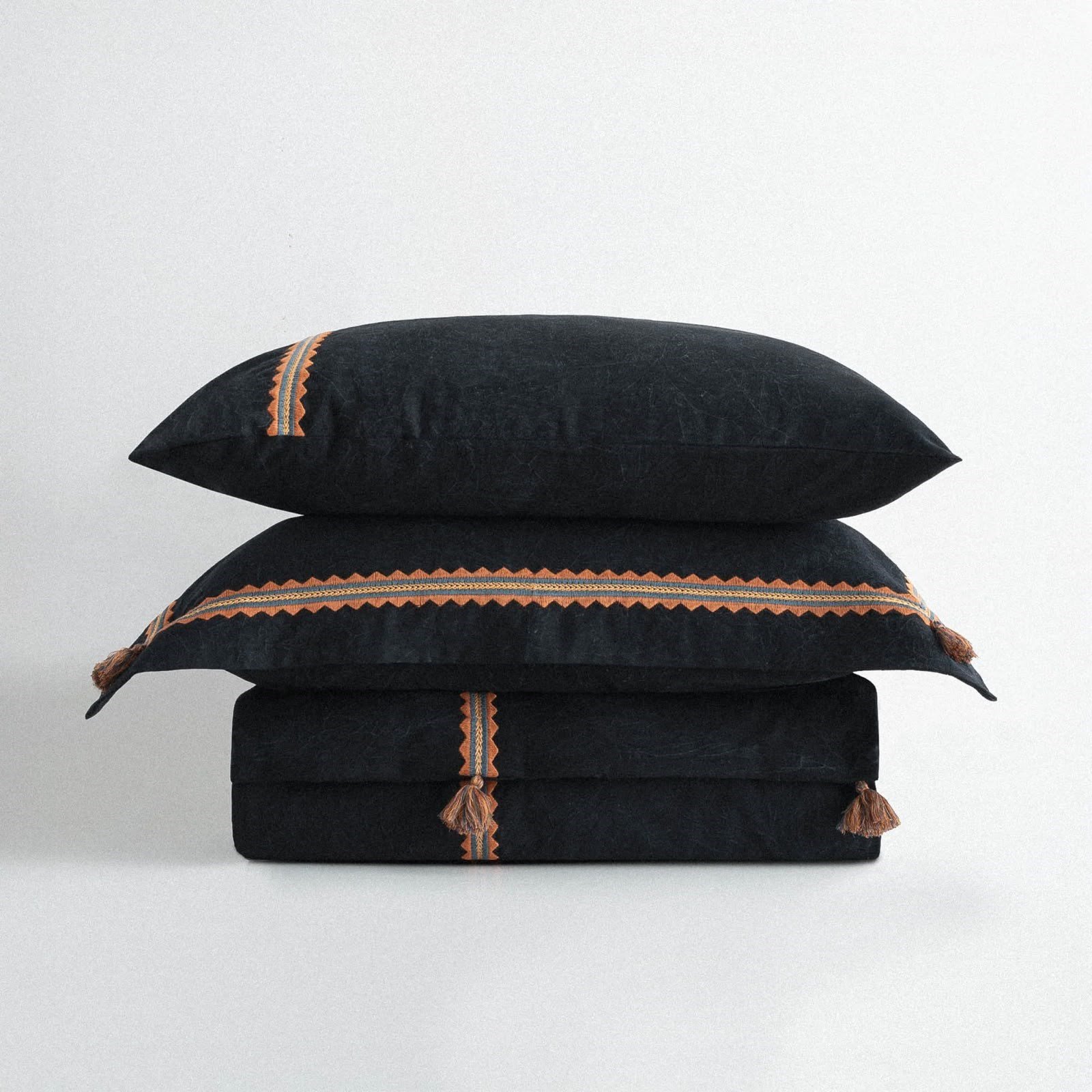 Eco Cotton Hazar Çift Kişilik Nevresim Takımı Organik Pamuk Saten Siyah