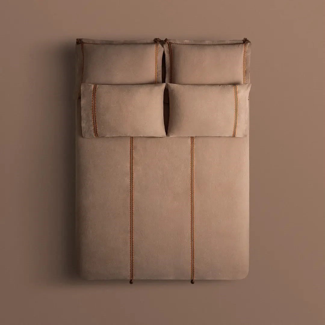 Eco Cotton Hazar Çift Kişilik Nevresim Takımı Organik Pamuk Saten Bej