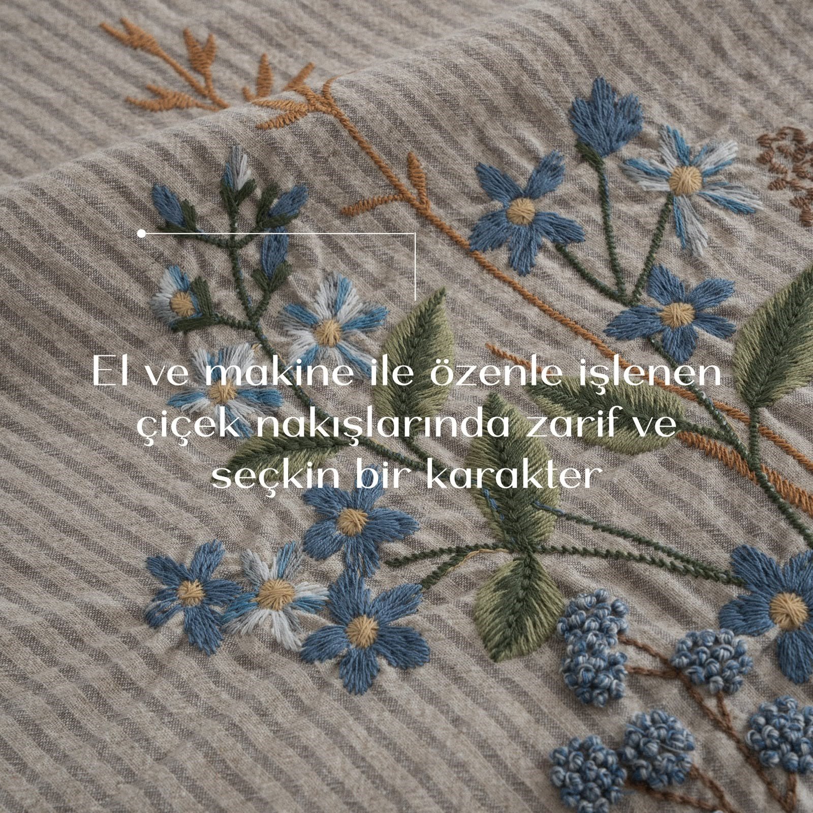 Eco Cotton Latifa Battal Boy Nevresim Takımı Organik Pamuk Keten Nakışlı Gri