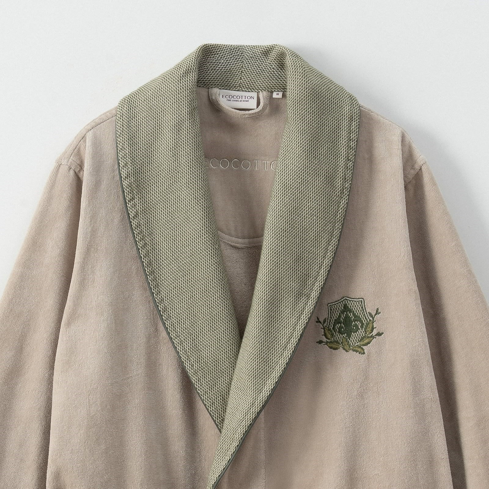 Eco Cotton Liora Aile Bornoz Seti Organik Pamuk Yeşil-Bej M/L