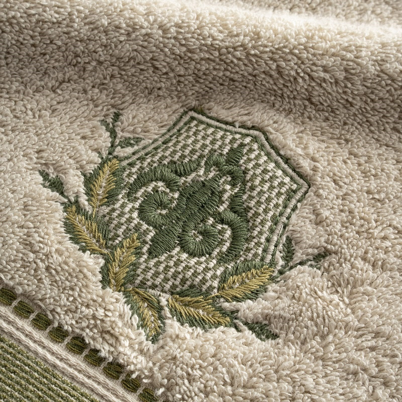 Eco Cotton Liora Aile Bornoz Seti Organik Pamuk Yeşil-Bej M/L