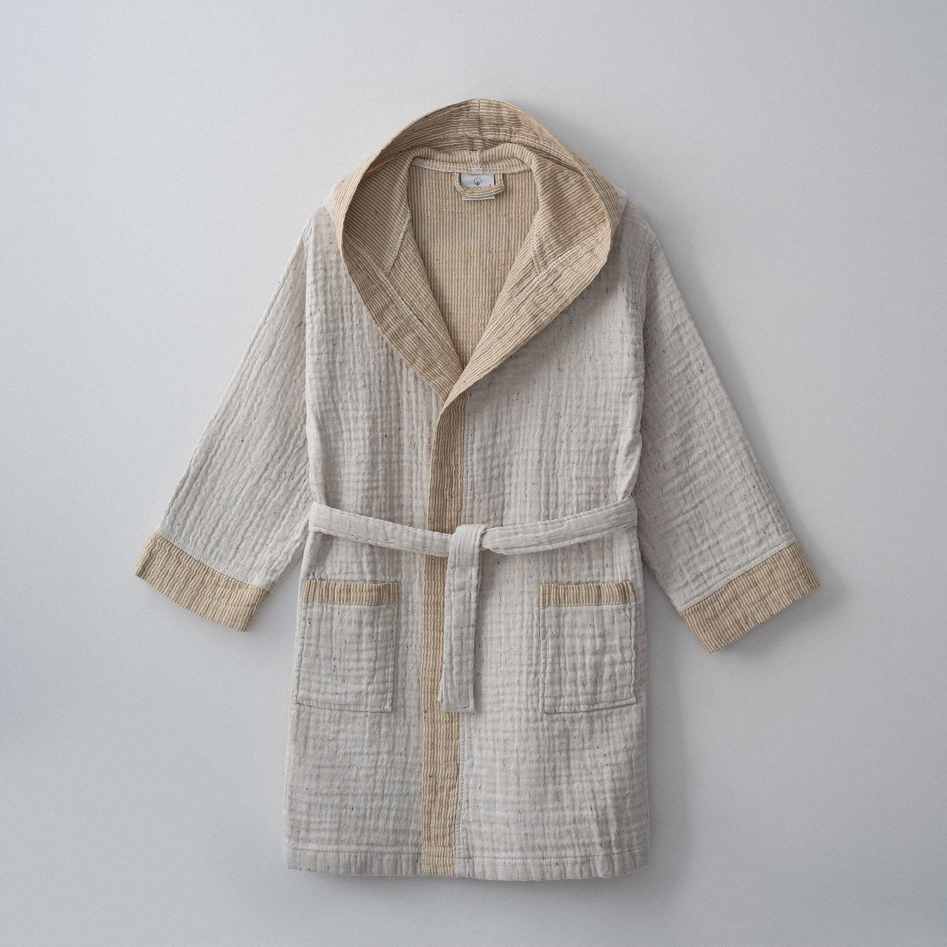 Eco Cotton Melinda Çocuk Bornoz Organik Pamuk Müslin Hardal