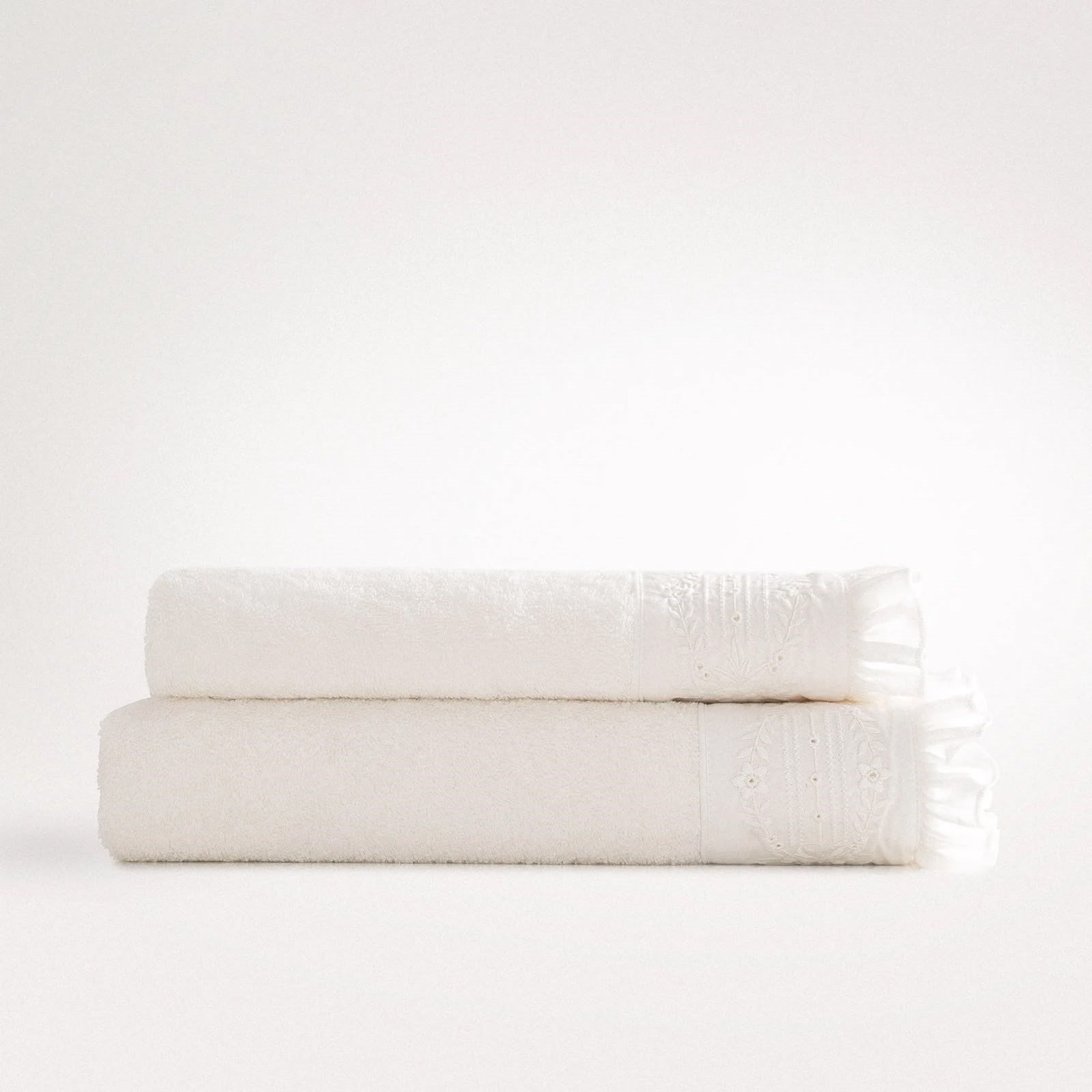 Eco Cotton Nare Aile Bornoz Seti Organik Pamuk Krem-Krem M/L